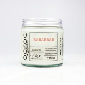 naturalna świeca sojowa o zapachu rabarbaru